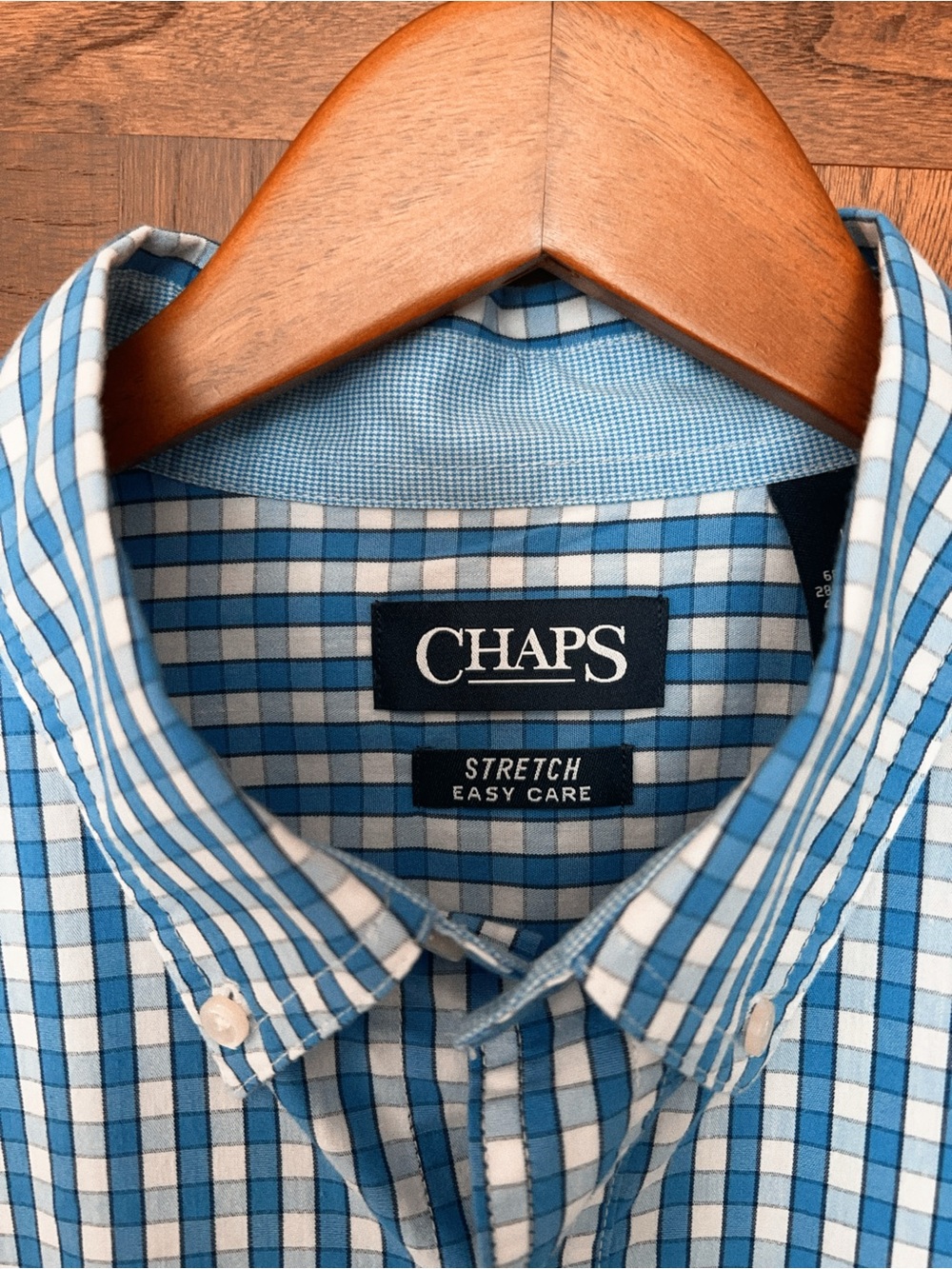 Chaps Blue and White Plaid Button-Down Shirt